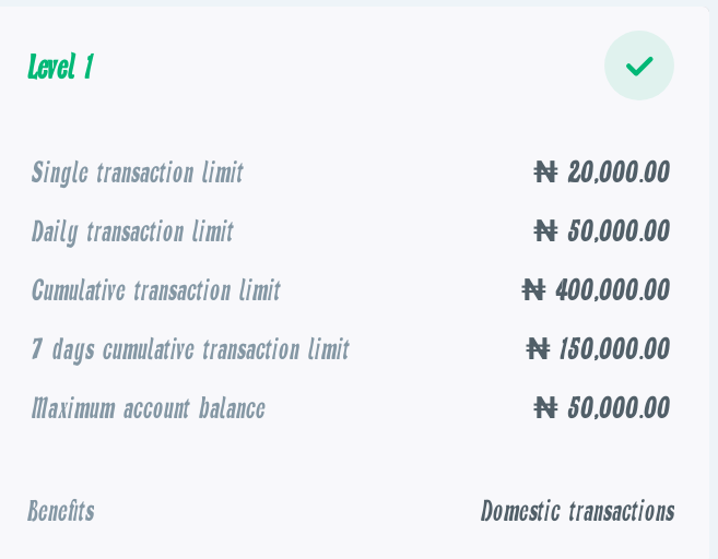 Opay transfer limit for level 1