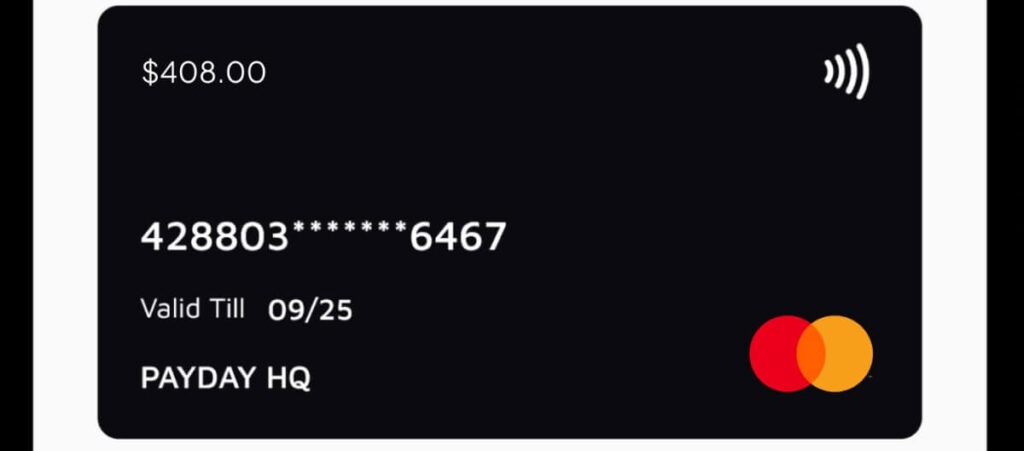 Payday virtual dollar card