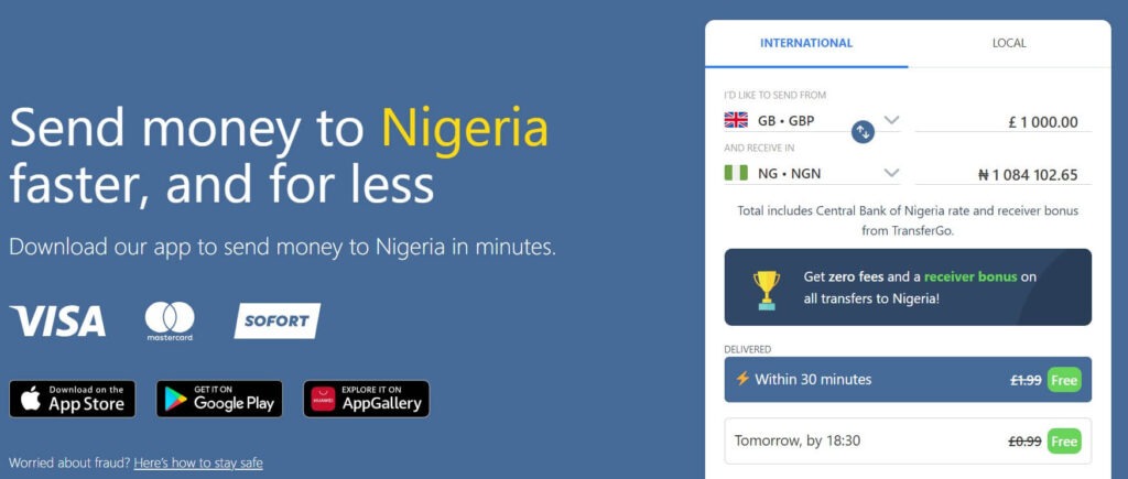 apps to send money to Nigeria bank account